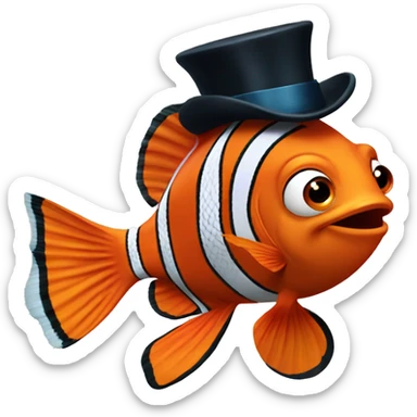 Nemo fish with tophat  sticker