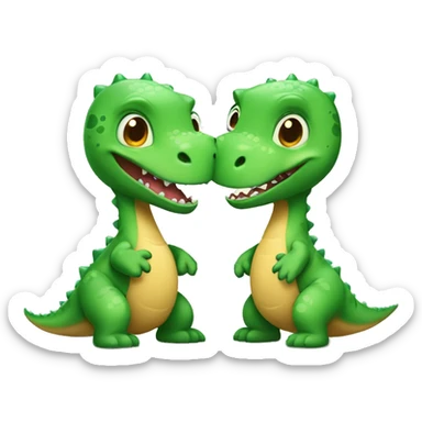 two baby dinosaurs inlove sticker