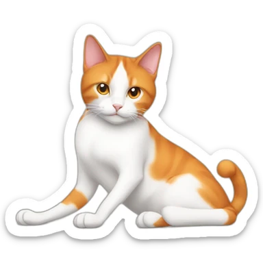 Orange and white tuxedo cat doing yoga sticker