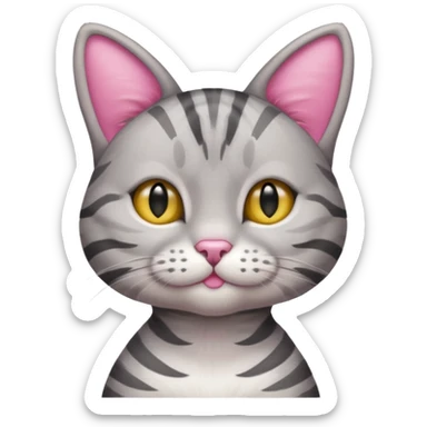 grey tabby cat: pink ears  sticker