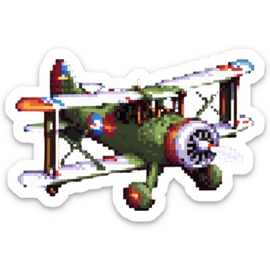 vintage biplane war aircraft sticker