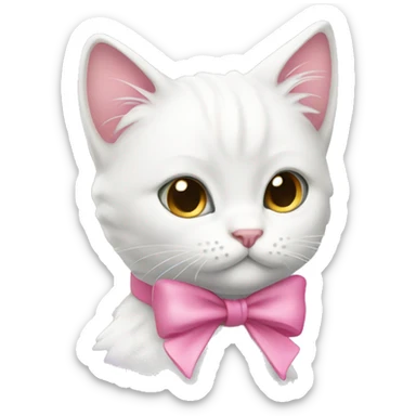 white kitty with pink bow sticker