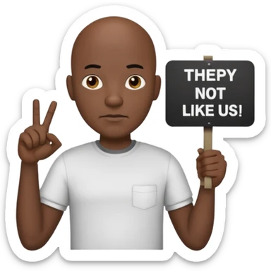 Bald black cartoon man with  “They Not Like Us” on his shirt holding a sign that says Bando sticker