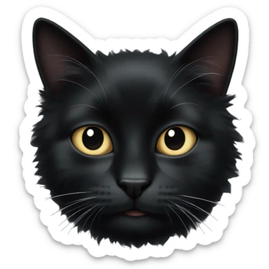 fluffy black cat with white spot on month sticker
