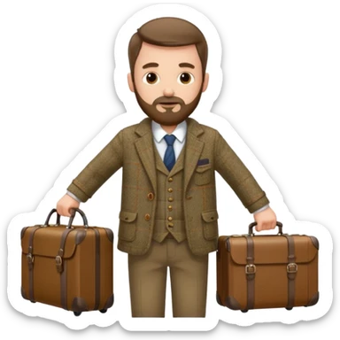 SCOTTISH MAN WITH STUBBLE BEARD TRAVELLING WITH SUITCASE AND BAGS sticker