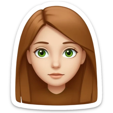 Girl with straight hairs, green and brown eyes and with clear skin but not to much  sticker