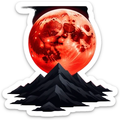 Edgy Black night sky with big Red vibrant neon-crimson-blood-moon Aesthetic Scenery full picture  sticker