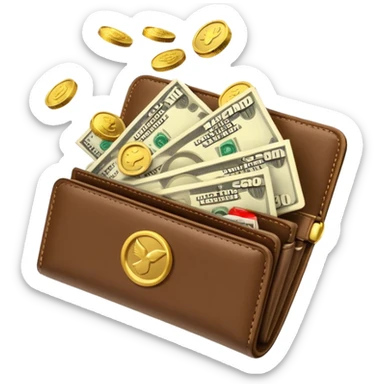 Aviator money emoji, wallet full of cash, casino vibe, premium 3D emoji style, clean, no background
 sticker