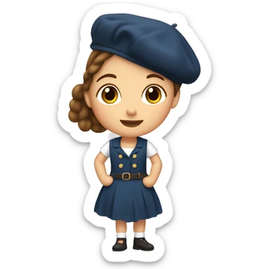 french-girl-with-brown-hair-and-baguette-and-beret sticker