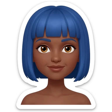 Brown skin hazel female eyes blue bob sticker