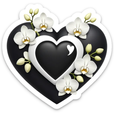 Black heart with white orchids surrounding heart with kelz written in the center in white sticker