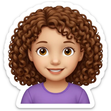3yr old girl curly brown hair brown eyes sticker