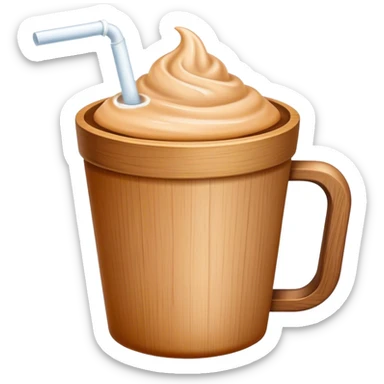 milk tea in a wooden cup sticker