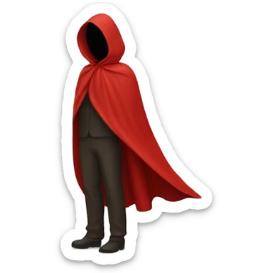 red cape floating from the side without hood. No body or face. sticker