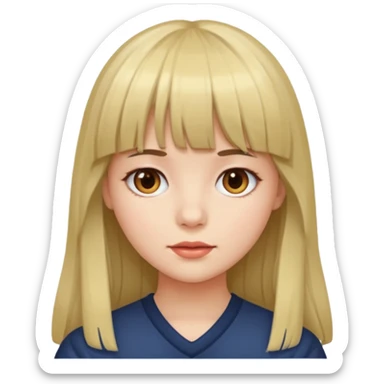 eu quero uma menina de franja e cabelo comprido sticker