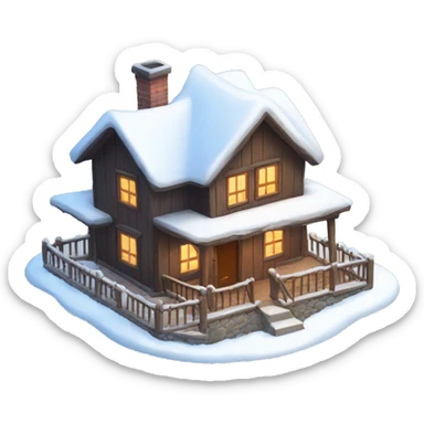 Cozy small house with snow sticker