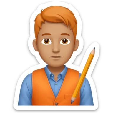 Draftsman in orange waistcoat  sticker