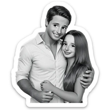 monochrome couple with smiles sticker
