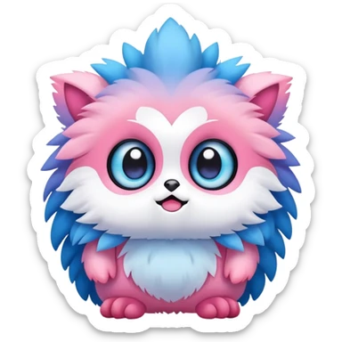 Cute cool edgy kawaii pink-white-blue-gradient fakemon-creature sticker