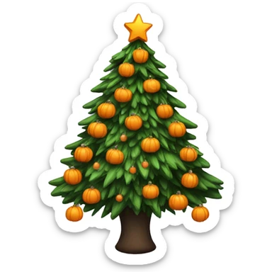 A Christmas tree with Halloween themed decor sticker
