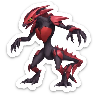  Cool Edgy Punk Black Red Digimon-Fakemon-Raptor-Genesect-Reptile full body sticker