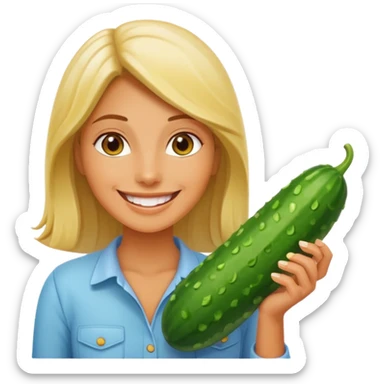 Egy nő árulja az uborkát ami rezeg sticker