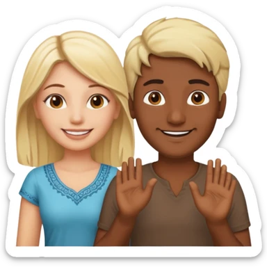 Indian man and blonde woman holding hands sticker