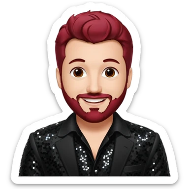Joey Fatone from 'N Sync with dark red hair, black sequin outfit sticker