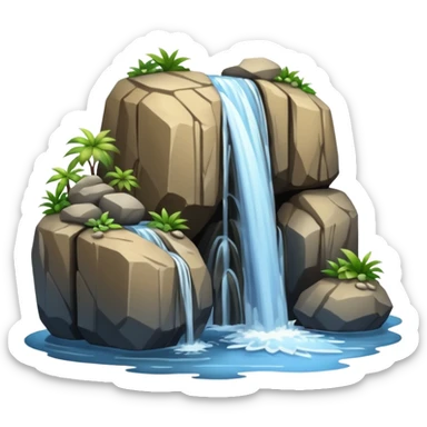 waterfall with rocks, without any plants sticker