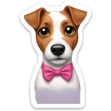 Jack Russell terrier with bow sticker