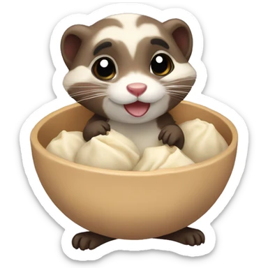 cute ferret holding dumpling  sticker