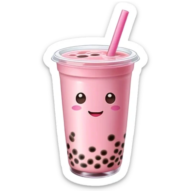 Pink boba tea  drink  sticker