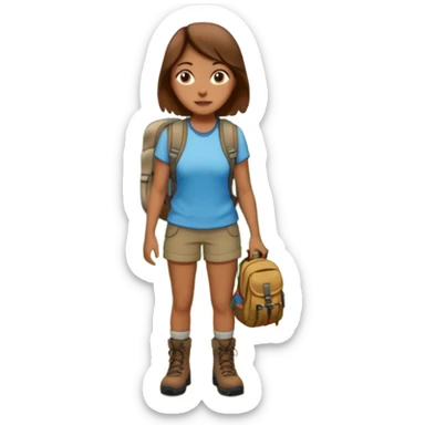 woman hiking in the woods in the sunshine brown hair sticker