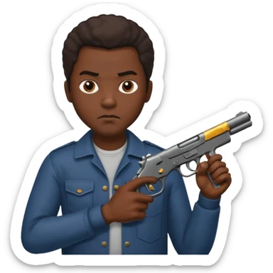 African American gang member terrorist with a gun sticker