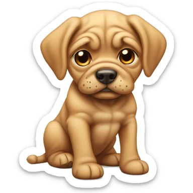 Extremely wrinkly tan puppy sticker