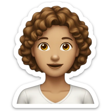 Brown wavy hair female 40 years sticker