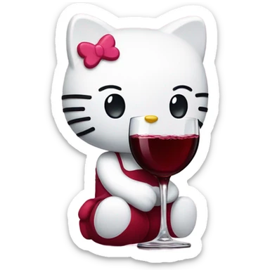 Hello Kitty drinking red wine sticker