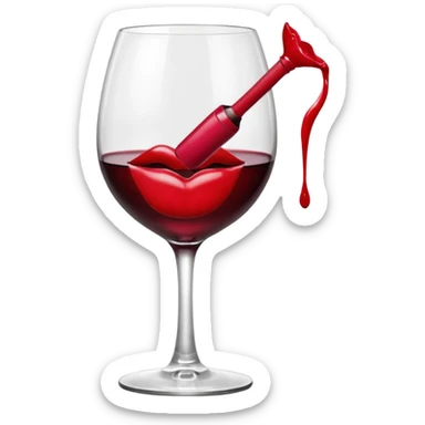 lipstick kiss on red wine glass sticker