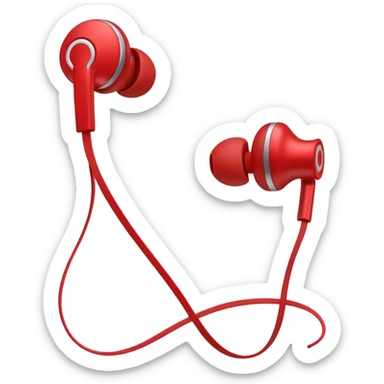 red wired earbuds sticker