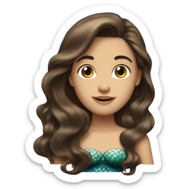 little mermaid brunette long hair  sticker