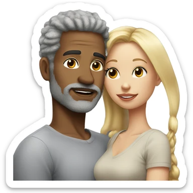 Realistic man grey no facial hair kissing woman blonde  sticker