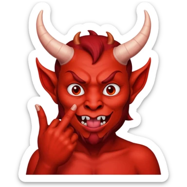 Creppy devil and shushing someone  🤫 like over there mouth sticker