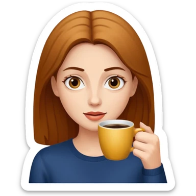Woman drinking coffee and The edges of the eyes are wide open in the morning  sticker