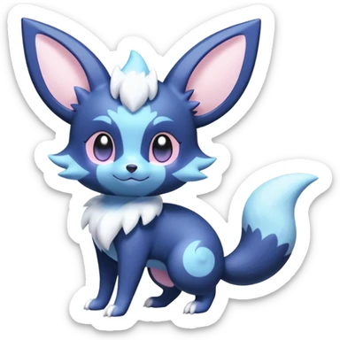 Shiny snowy pastel Noibat-Meowstic-Umbreon-Fakémon-hybrid-creature (full body)  sticker