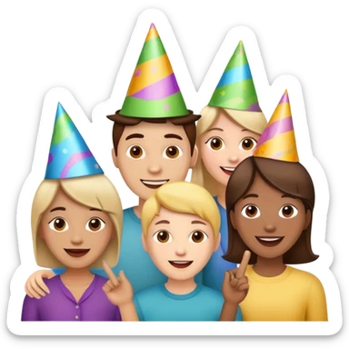 group of people wearing hats, cheerful expressions sticker