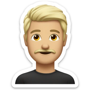 Mean with brown mustache and brown chin hair with bleached blonde hair saying thanks sticker