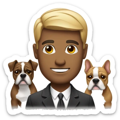 Hombre con bulldog francés  sticker