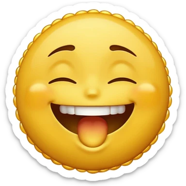 classic yellow emoji face, laughing but with exhaustion sticker