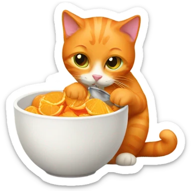 Cat orange eating food sticker