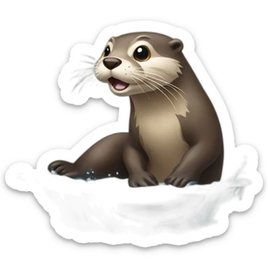 feisty otter in water sticker